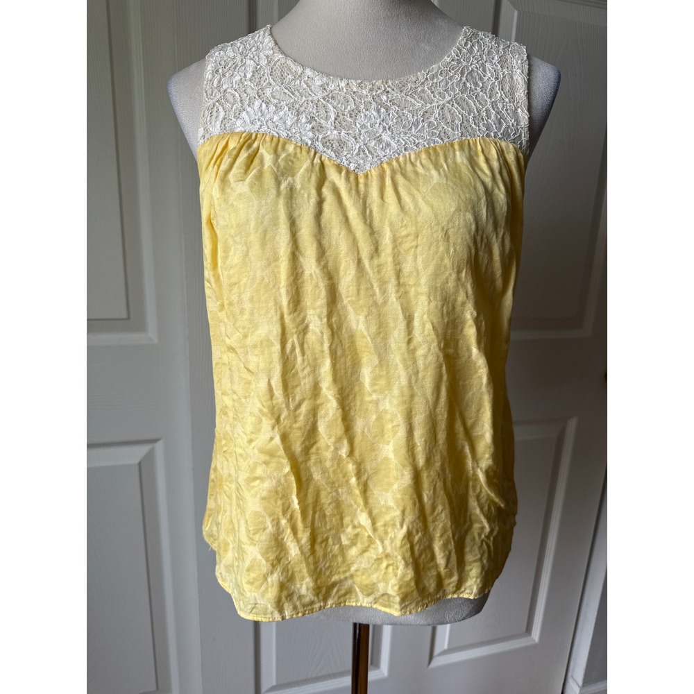 House of Spy Maison Silk Cotton Tank Top S Butter Yellow Babydoll Lace Coquette